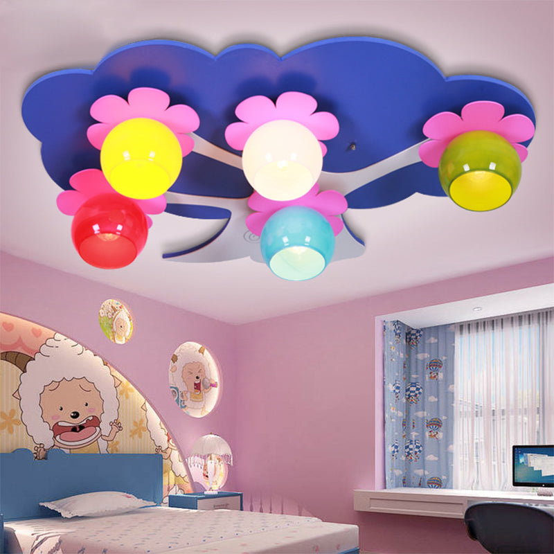 Lovely Cartoon Tree Ceiling Mount Light 5 Lights Acrylic LED Ceiling Lamp for Nursing Room