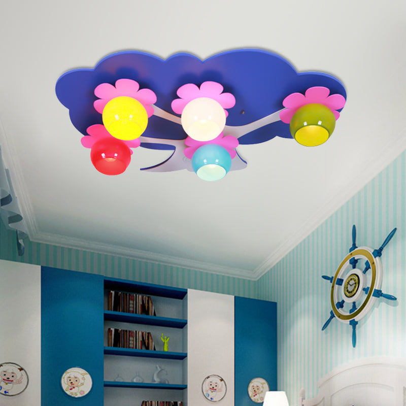 Lovely Cartoon Tree Ceiling Mount Light 5 Lights Acrylic LED Ceiling Lamp for Nursing Room