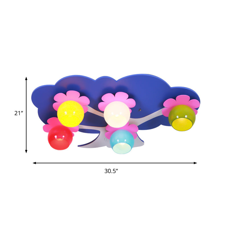 Lovely Cartoon Tree Ceiling Mount Light 5 Lights Acrylic LED Ceiling Lamp for Nursing Room