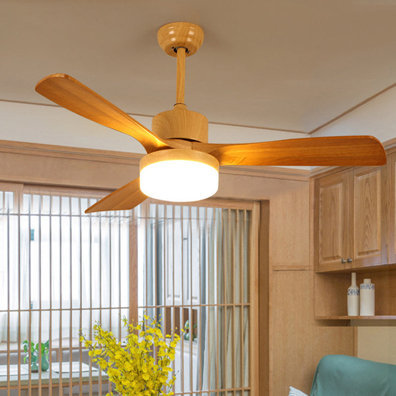 52 "W Circular Dining Room Halbflush Mount Creme Glas Einfaches LED 3-Blatt Deckenventilator Leuchte Leuchte in Holz