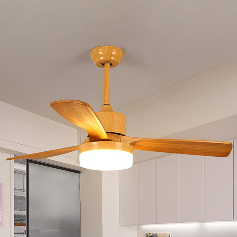 52 "W Circular Dining Room Halbflush Mount Creme Glas Einfaches LED 3-Blatt Deckenventilator Leuchte Leuchte in Holz