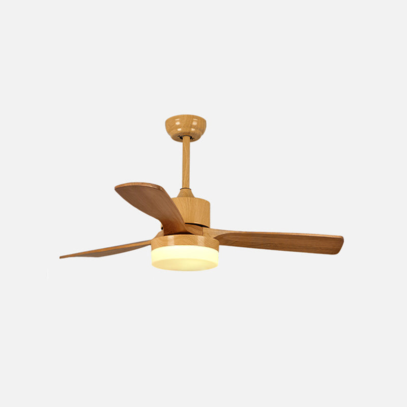 52 "W Circular Dining Room Halbflush Mount Creme Glas Einfaches LED 3-Blatt Deckenventilator Leuchte Leuchte in Holz