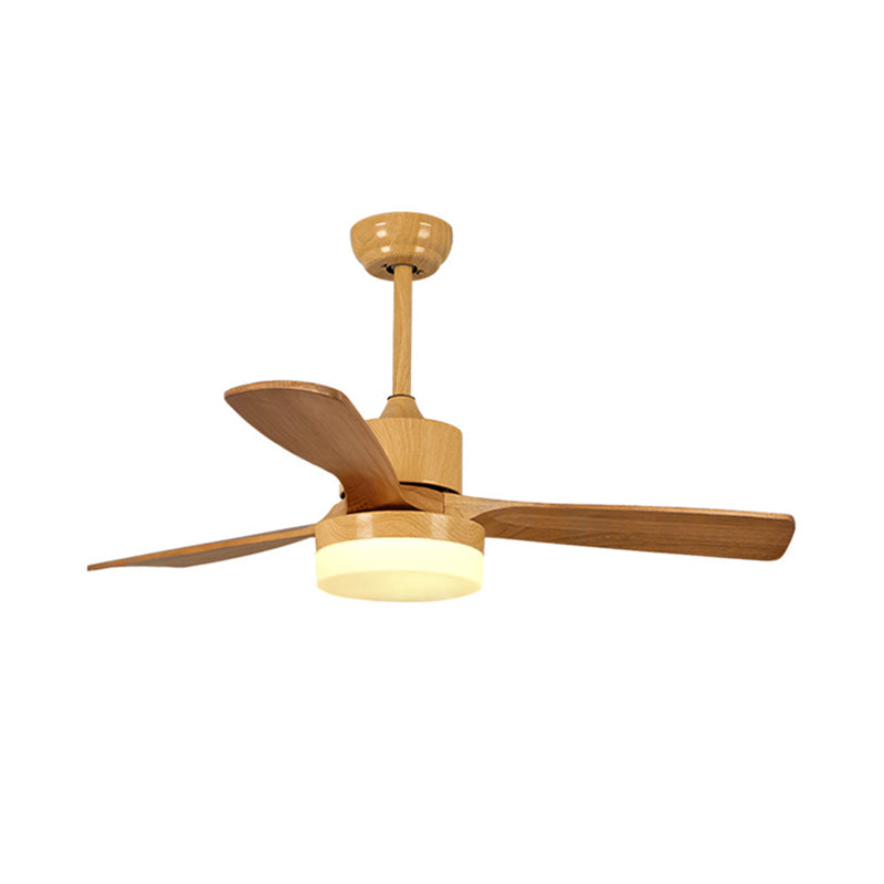 52 "W Circular Dining Room Halbflush Mount Creme Glas Einfaches LED 3-Blatt Deckenventilator Leuchte Leuchte in Holz