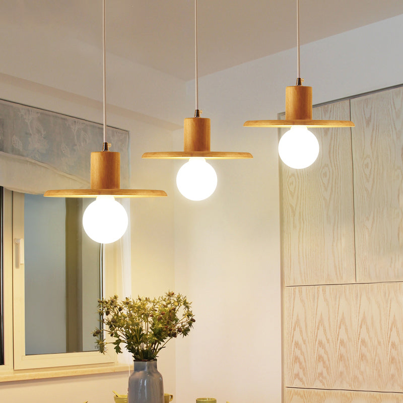 Dekselvormig hangend licht modern houten 3 bollen eetkamer multi -light kroonluchter