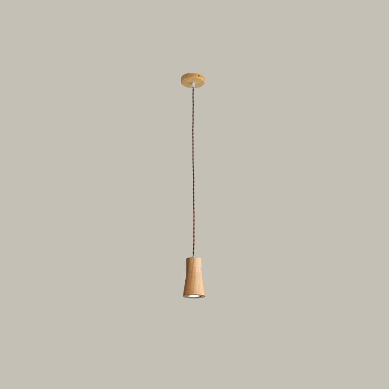 Geometric Shaped Ceiling Pendant Simple Wooden LED Kitchen Suspension Light in Beige