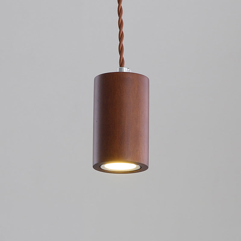 Geometrisch geformte Decke Anhänger Einfaches Holz LED -Küchenhängung Licht in Beige