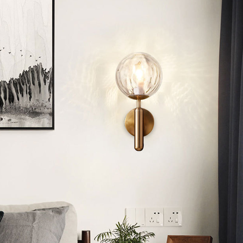 Minimalist Globe Wall Mount Light Fixture Glass 1-Head Bedroom Wall Lighting Ideas