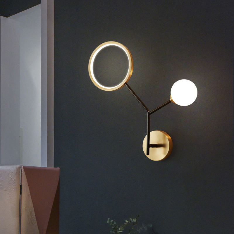 Crème glazen modo muur sconce lamp minimalistische led wandverlichting armatuur voor slaapkamer