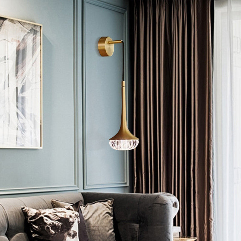 Vetro a testura chiaramente testurizzati a parete svasata fonce moderna 1 illuminazione montata a parete per soggiorno per soggiorno