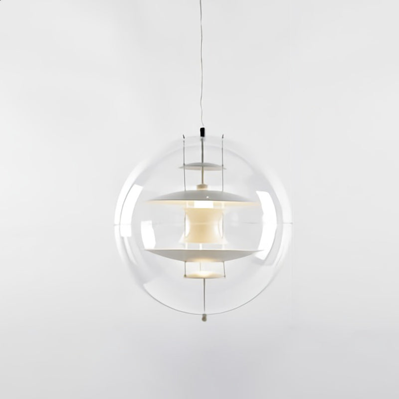 Global Ceiling Pendant Modernity Clear Glass 1 Light Down Lighting with Inner Layered Shade