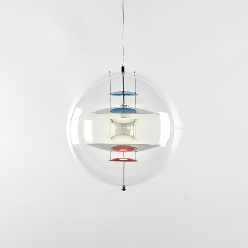 Global Ceiling Pendant Modernity Clear Glass 1 Light Down Lighting with Inner Layered Shade