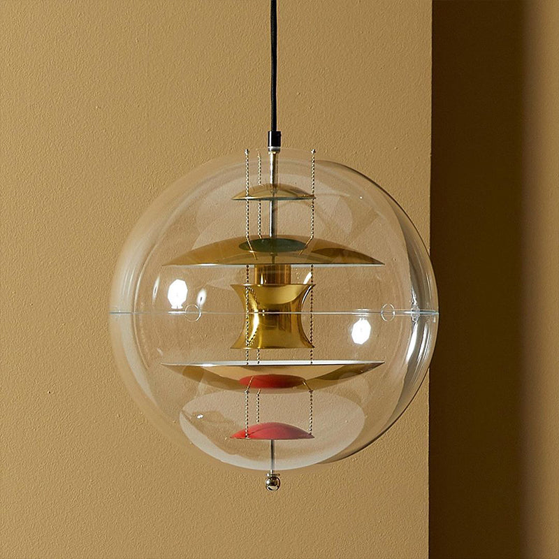 Global Ceiling Pendant Modernity Clear Glass 1 Light Down Lighting with Inner Layered Shade