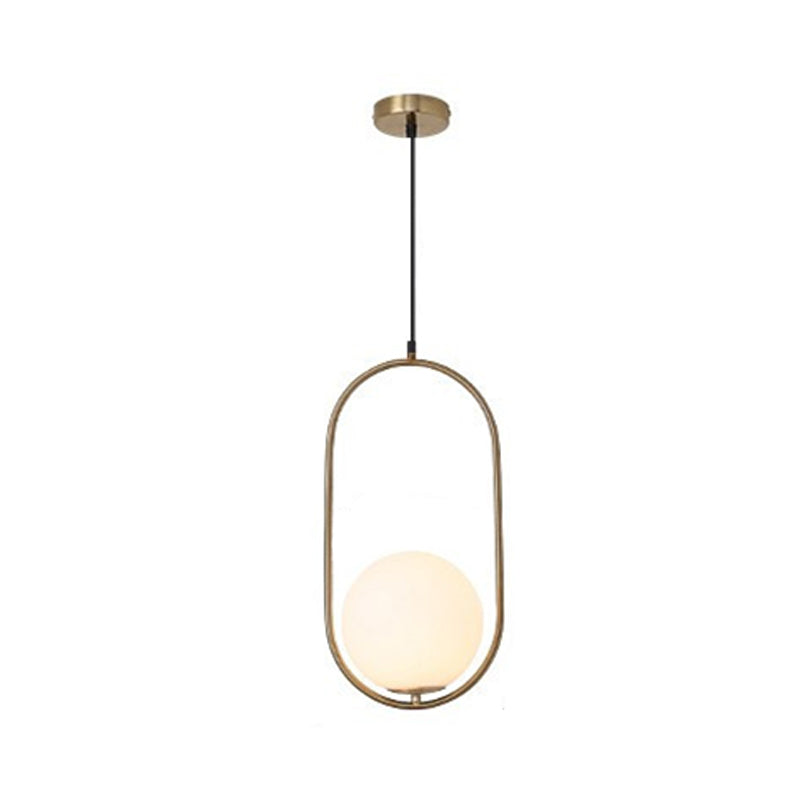 Goldene Kugel Drop Lampe zeitgenössische 1 Glühbirnen -Creme -Glas -Deckenleuchte für Schlafzimmer