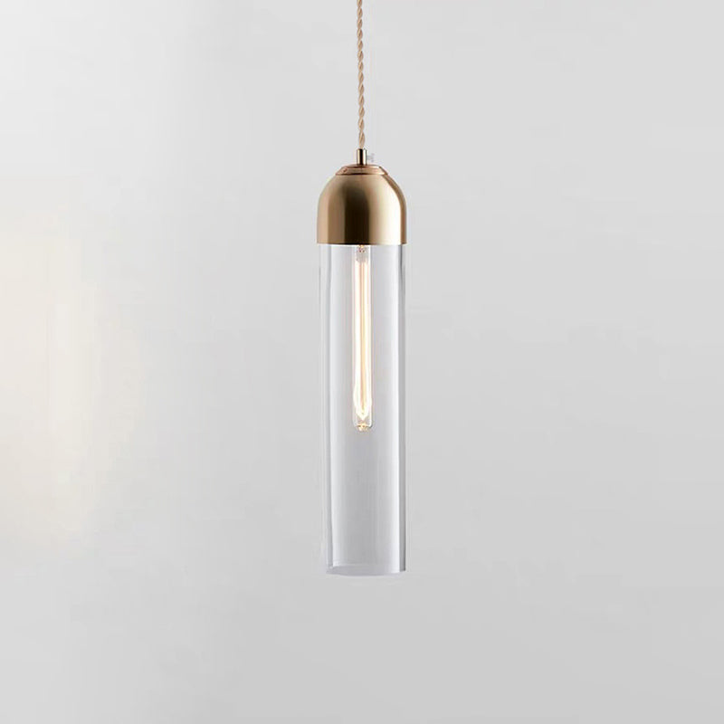 Modernity Tubular Hanging Pendant Light Glass 1-Light Dining Room Suspension Lamp