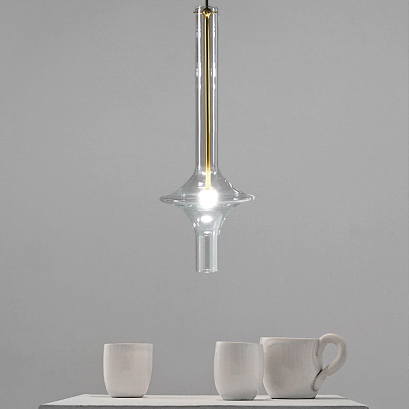 Elongated Dining Room Pendant Light Kit Glass 1-Light Modern Style Hanging Lamp