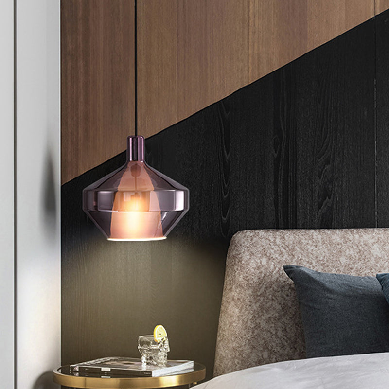 1 Glühbirnen -Esszimmer -Pendel leichte moderne Tropfenlampe mit Geometrieglasschatten