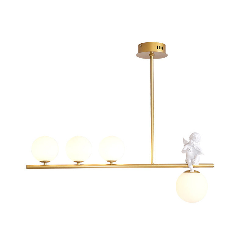 Nordic Island Light Fixture Global Angel Pendant Lighting with Opaline Glass Shade