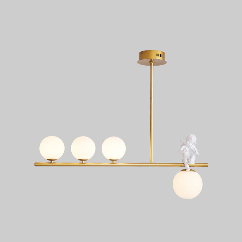 Nordic Island Light Fixture Global Angel Pendant Lighting with Opaline Glass Shade