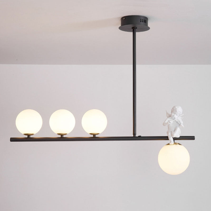 Nordic Island Light Fixture Global Angel Pendant Lighting with Opaline Glass Shade