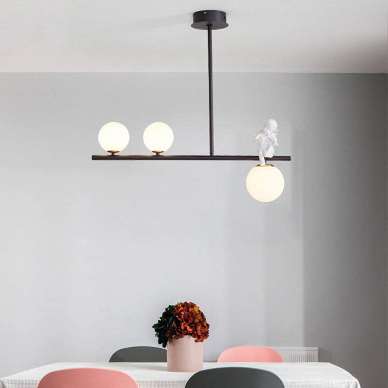 Nordic Island Light Fixture Global Angel Pendant Lighting with Opaline Glass Shade