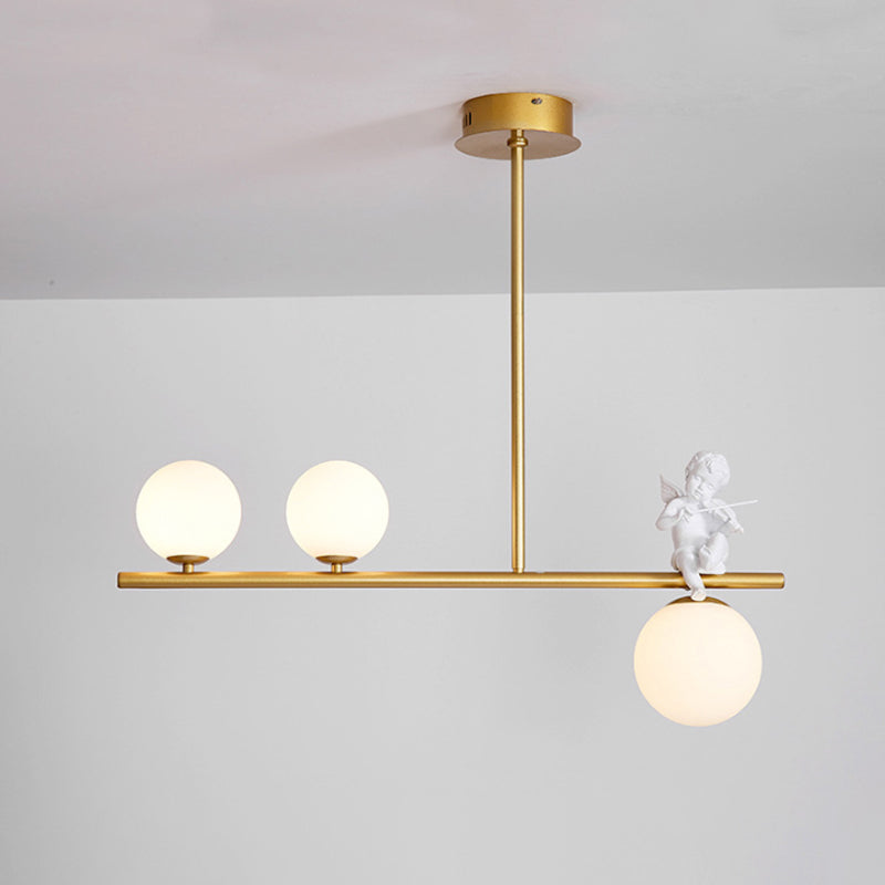 Nordic Island Light Fixture Global Angel Pendant Lighting with Opaline Glass Shade