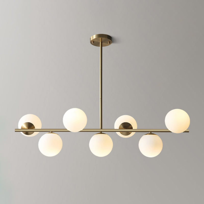 Sphere Island Lighting Contemporary White Glass 7-Light Living Room Pendant Lamp in Brass