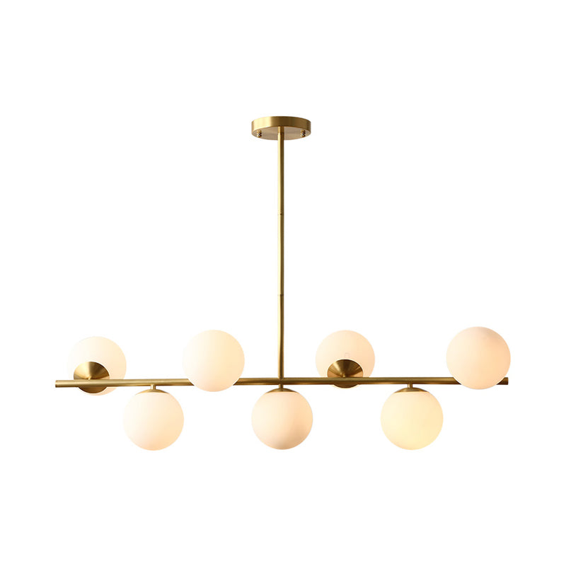 Sphere Island Lighting Contemporary White Glass 7-Light Living Room Pendant Lamp in Brass