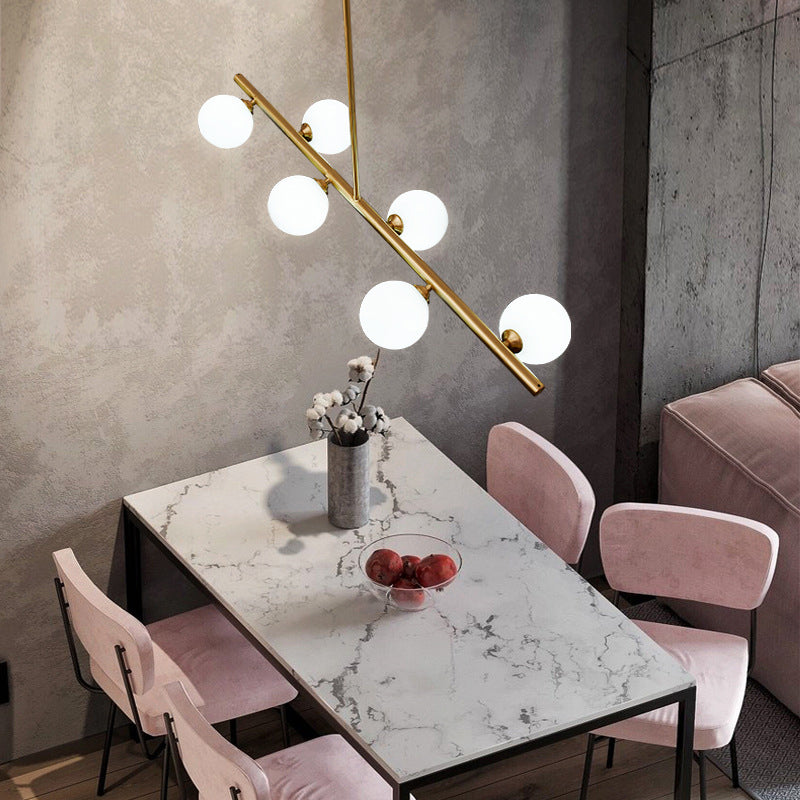 Simplicity Ball Island Light Kit Glass Dining Room Pendant Lighting Fixture in Brass