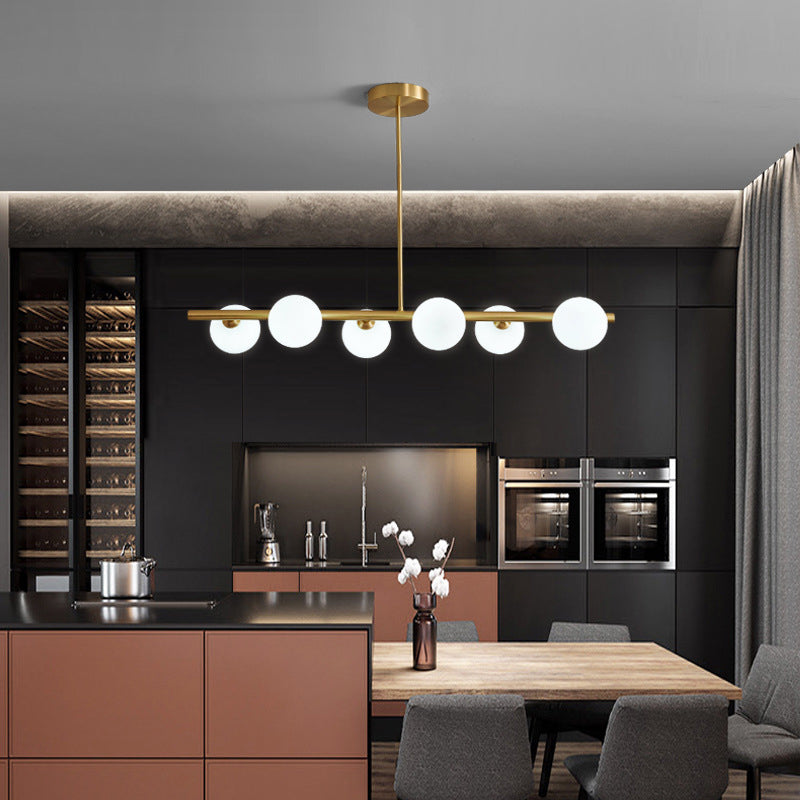 Simplicity Ball Island Light Kit Glass Dining Room Pendant Lighting Fixture in Brass