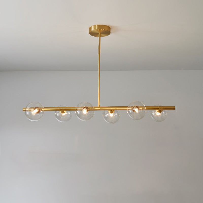Simplicity Ball Island Light Kit Glass Dining Room Pendant Lighting Fixture in Brass