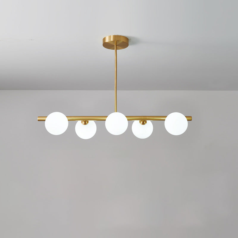 Simplicity Ball Island Light Kit Glass Dining Room Pendant Lighting Fixture in Brass