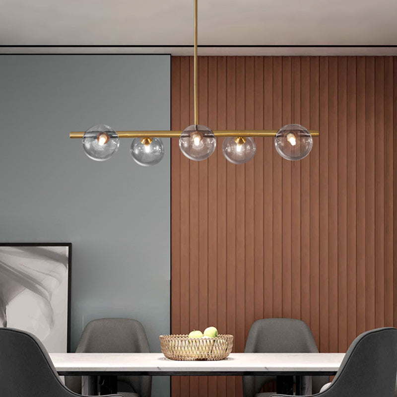Simplicity Ball Island Light Kit Glass Dining Room Pendant Lighting Fixture in Brass