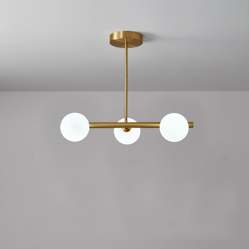 Simplicity Ball Island Light Kit Glass Dining Room Pendant Lighting Fixture in Brass