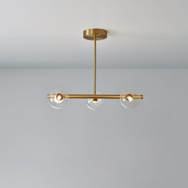 Simplicity Ball Island Light Kit Glass Dining Room Pendant Lighting Fixture in Brass