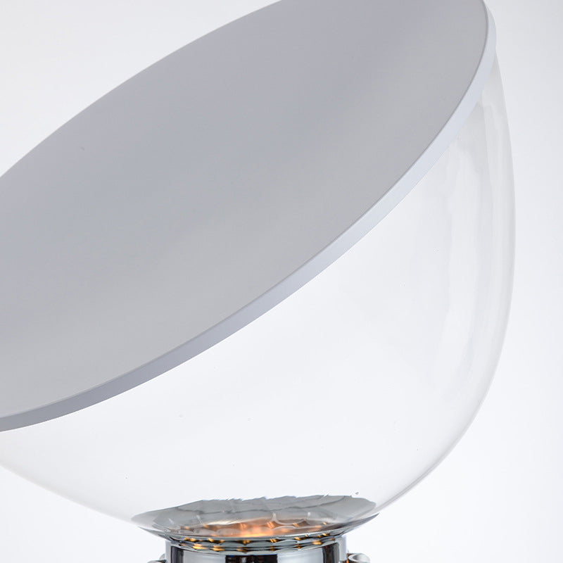 Table en forme de radar en verre blanc Éclairage nocturne de 1 bulbe pour le chevet