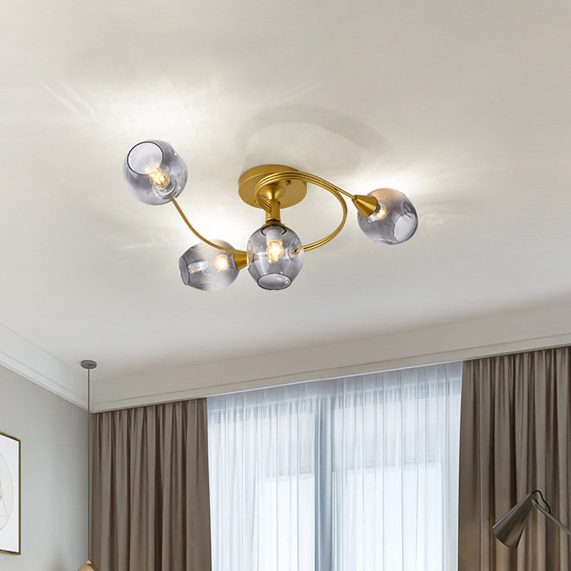 Gradient Dimpled Glass Cup Flush Mount Simplicity Ceiling Flush with Spiral Design