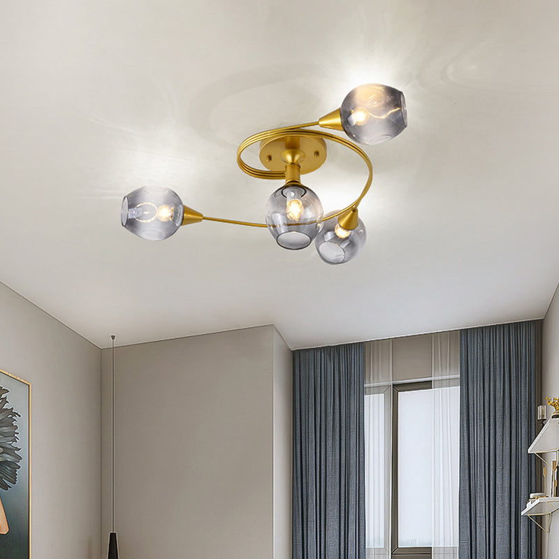 Gradient Dimpled Glass Cup Flush Mount Simplicity Ceiling Flush with Spiral Design