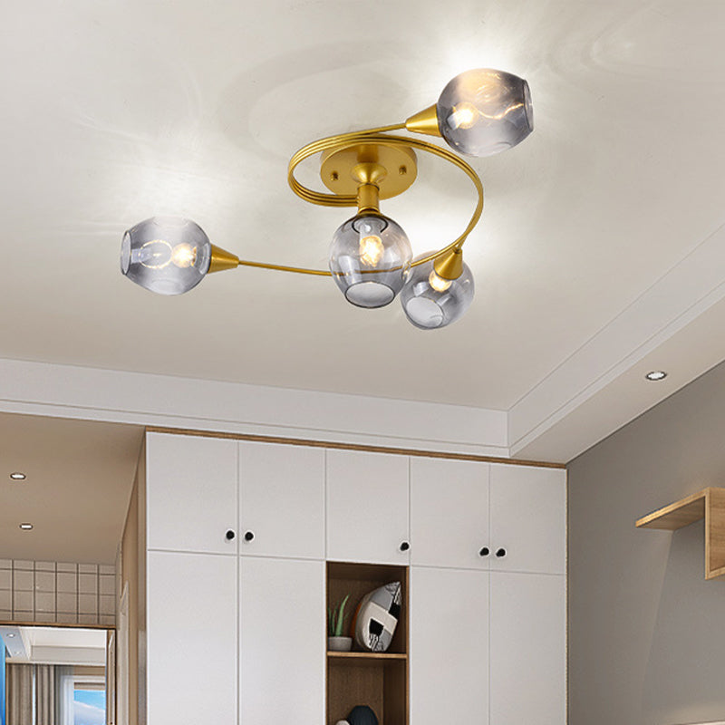 Gradient Dimpled Glass Cup Flush Mount Simplicity Ceiling Flush with Spiral Design