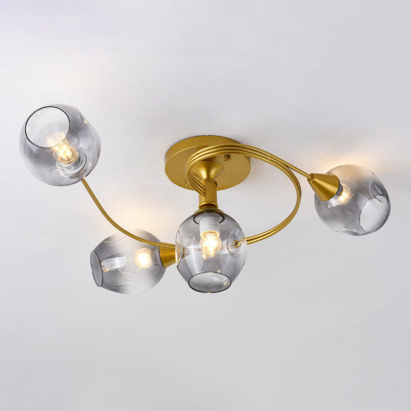 Gradient Dimpled Glass Cup Flush Mount Simplicity Ceiling Flush with Spiral Design