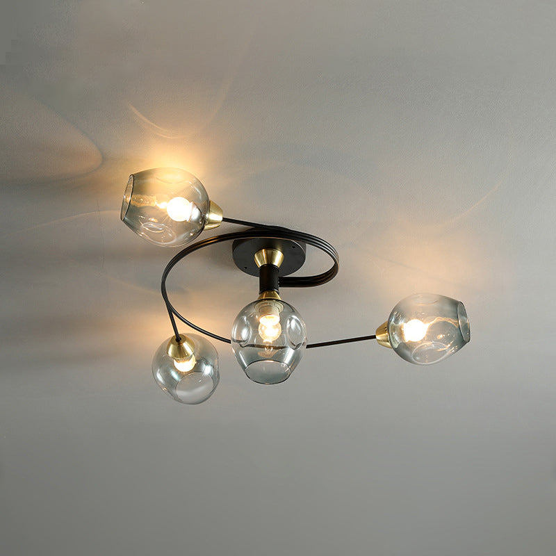 Gradient Dimpled Glass Cup Flush Mount Simplicity Ceiling Flush with Spiral Design
