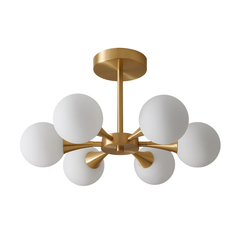 Lampe LED semi-encastrée en forme de globe en laiton, minimaliste, en verre, proche du plafond, pour chambre à coucher