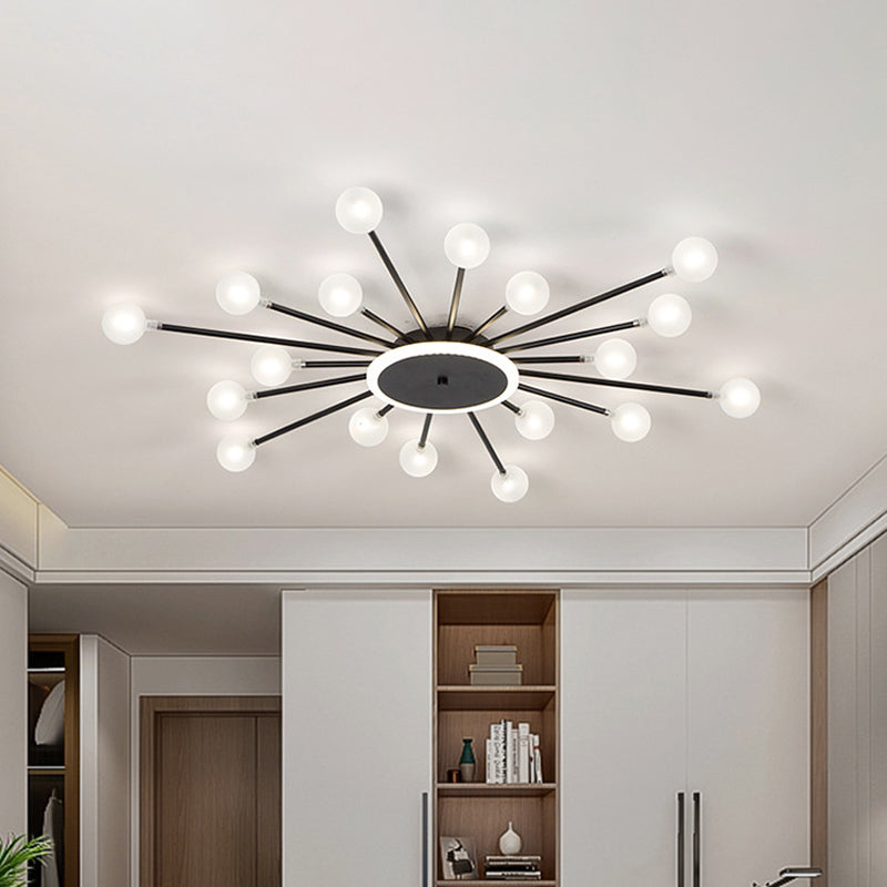 Radial Bedroom Flush Mount Fixture Metal LED Minimalistic Close to Ceiling Light