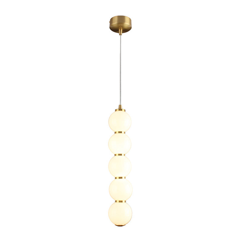 Sugar-Coated Haws Opal Glass Chandelier Minimal 5-Light Gold Pendant Light Kit for Dining Room