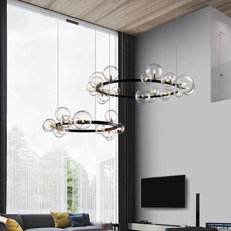 ORB Clear Clear Glasselier Light Light Minimalist Black Spendant Lighting Freet per sala da pranzo