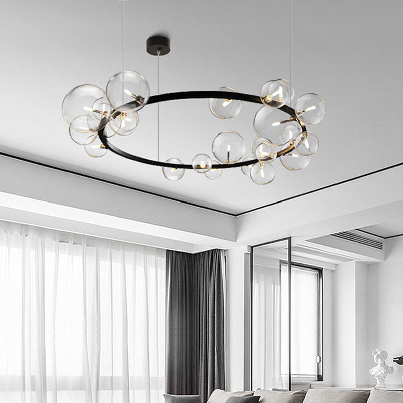 ORB Clear Clear Glasselier Light Light Minimalist Black Spendant Lighting Freet per sala da pranzo