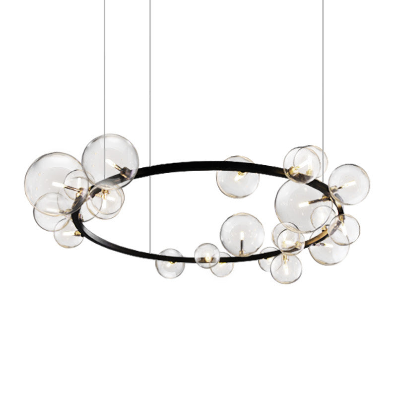 ORB Clear Clear Glasselier Light Light Minimalist Black Spendant Lighting Freet per sala da pranzo