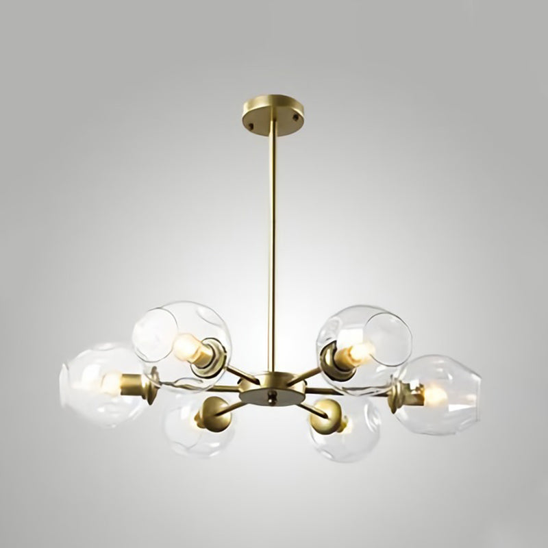 Cup Shade Deckenkronleuchter Nordic Gradient Grübchen Glasfederanhänger für Wohnzimmer