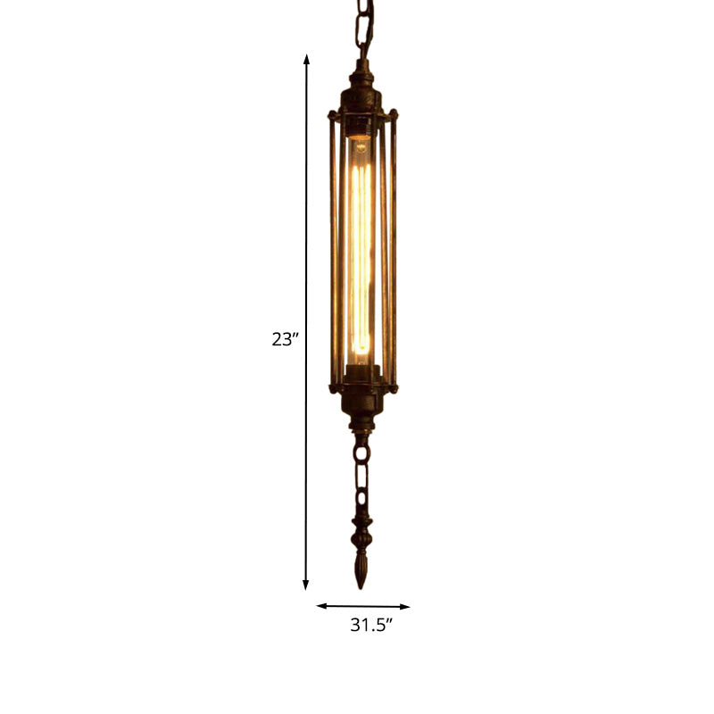 1 Kopfhänger Beleuchtung mit Drahtwache Schmiedeeisen Bauernhaus Style Restaurant Mini Hanging Fixture in Rost