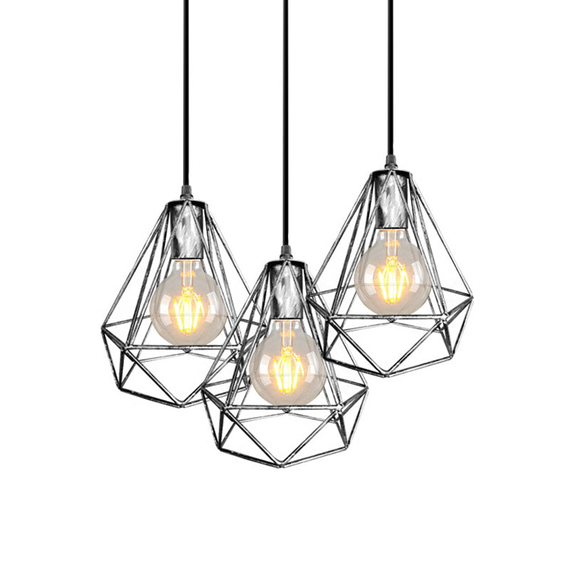 1-leichter Anhänger Deckenleuchte Land Diamantdraht Käfig Schmiedeeisebeiheilige Lampe in Schwarz/Kupfer/Gold für Wohnzimmer