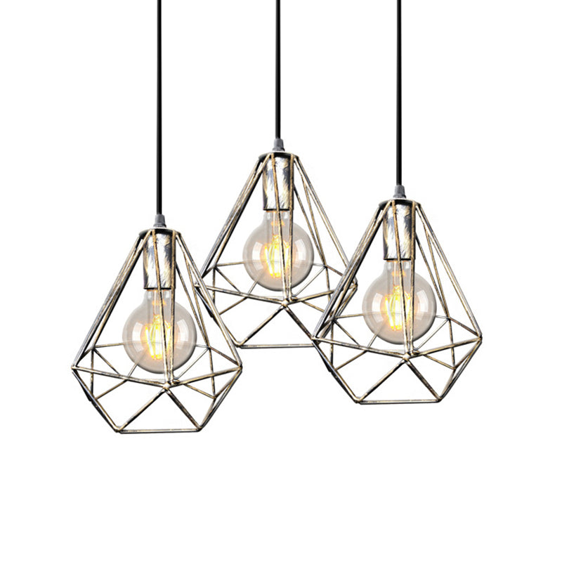 1-leichter Anhänger Deckenleuchte Land Diamantdraht Käfig Schmiedeeisebeiheilige Lampe in Schwarz/Kupfer/Gold für Wohnzimmer